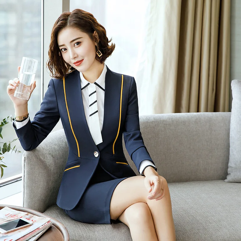 

Women Wear 2019 Autumn And Winter New Style Fashion Slim Fit Suit Vest Suit Front Desk Stewardess Uniforms Interview Formal Wear