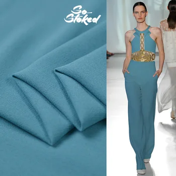 

100cm*137cm Luxury Silk Fabric For Gown Heavy Silk Georgette Crepe Material Elegant Cyan Blue
