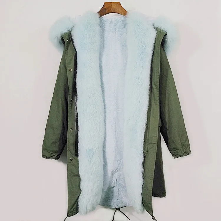

2018 Autumn And Winter Korean-style Men And Women Celebrity Style Long MR & Amp; MR's Furs Door Fox Fur Warm Parker Overcoat