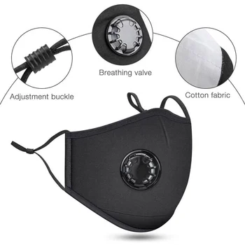 

20 PCS Filter Fashion Mask Anti Pollution PM2.5 Mouth Respirator Washable Reusable Dust Masks Cotton Unisex Mouth Muffle Black