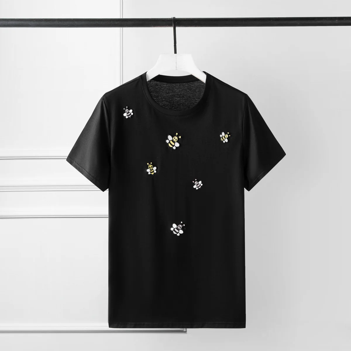 Minglu протектор летние мужские футболки класса люкс с вышитой Пчелой и футболка