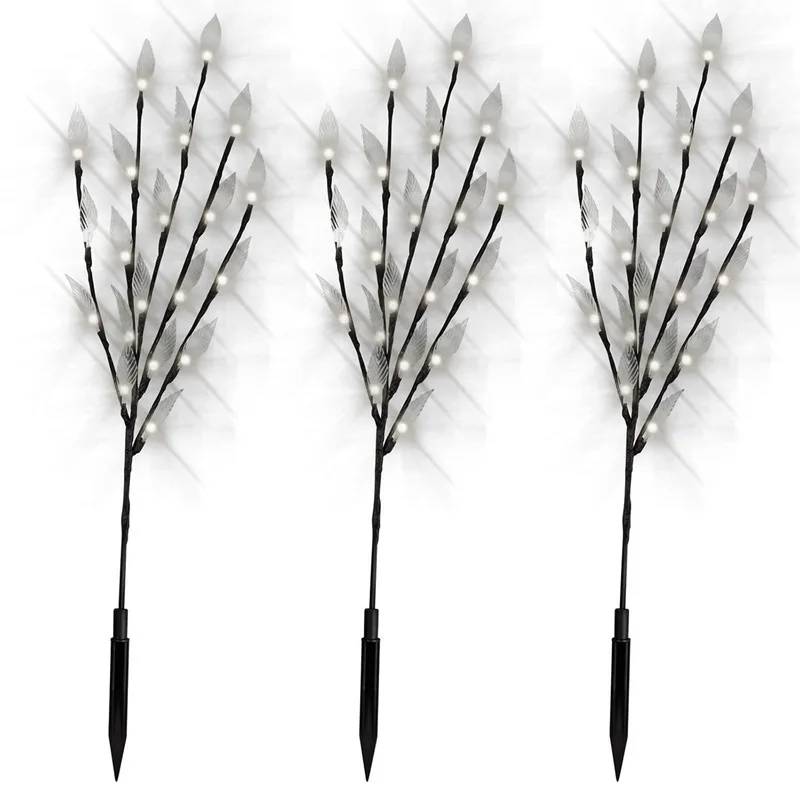 

60 LED Branch Leaf Tree Solar Power Lights Outdoor Garden Path Patio Borders(White)