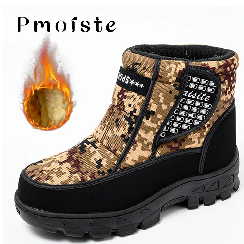 

Military man boots Hook loop Plus size 45 Warm Waterproof Snow boots Non slip Tactical military man boots Chunky Desert boots