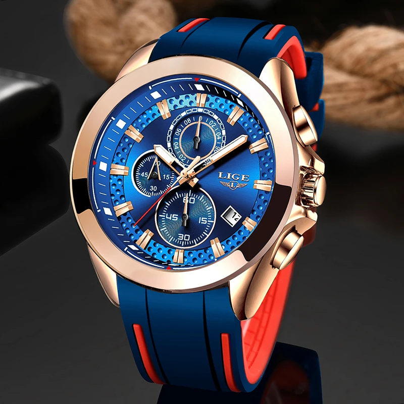 Relogio LIGE Новые многофункциональные спортивные часы мужские водонепроницаемые часы мужские военные силикагель наручные мужские часы reloj hombre
