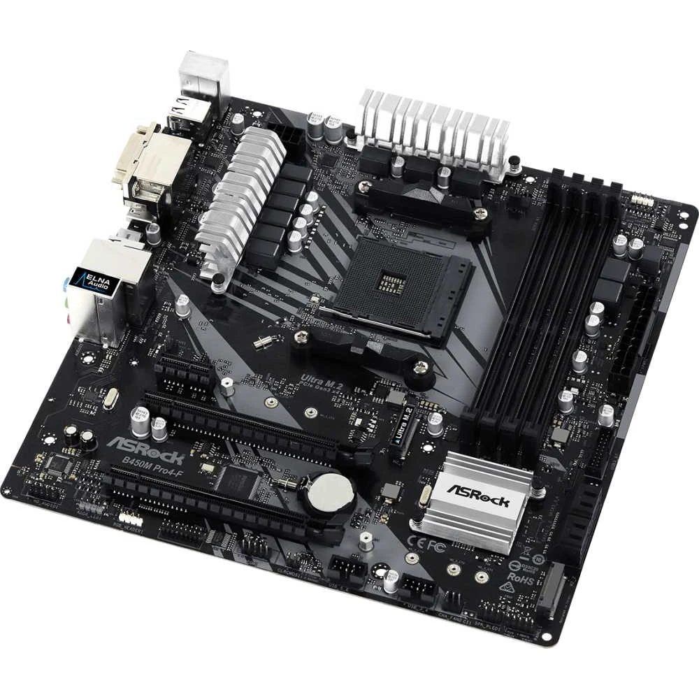 Материнская плата Asrock B450M PRO4-F Soc-AM4 AMD B450 4xDDR4 mATX AC`97 8ch(7.1) GbLAN RAID+VGA+DVI