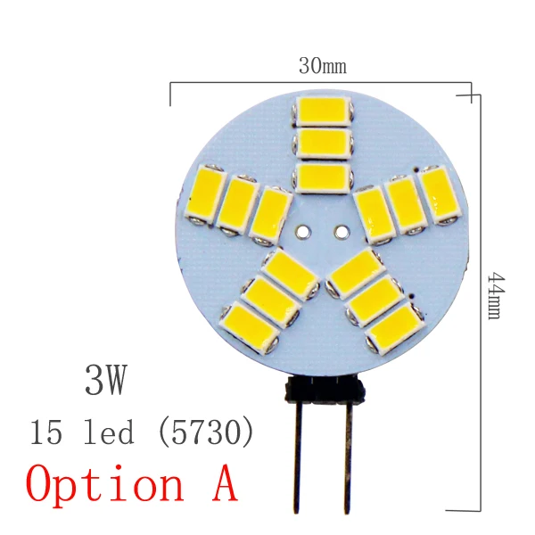 A-3W 15Led Светодиодный светильник G4 5730 SMD 2 Вт 3 Вт 5 Вт 12 В AC DC заменить галогенное освещение Прожектор - Испускаемый цвет: A-3W 15Led