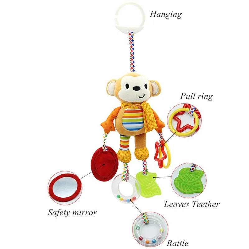 Детская коляска для новорожденных, подвесная плюшевая кукла, передвижная кровать, колокольчик, погремушки, Мягкая кроватка, Висячие развивающие сенсорные игрушки для ребенка