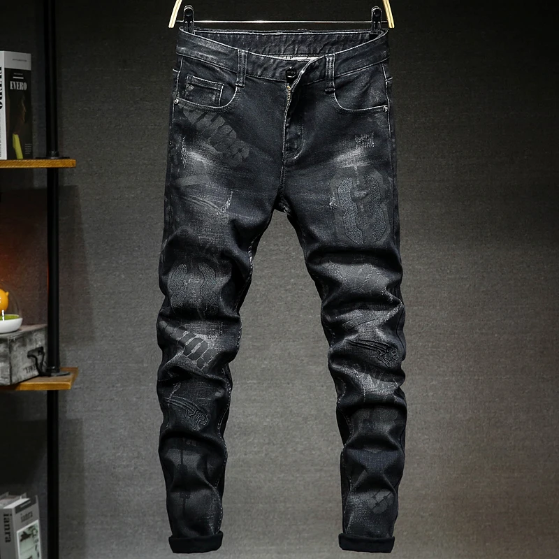 KK-5551 black POVOTE бренд четыре сезона джинсы мужские модные брендовые Корейская версия мужские Узкие повседневные джинсы леггинсы - Цвет: KK-5551 black