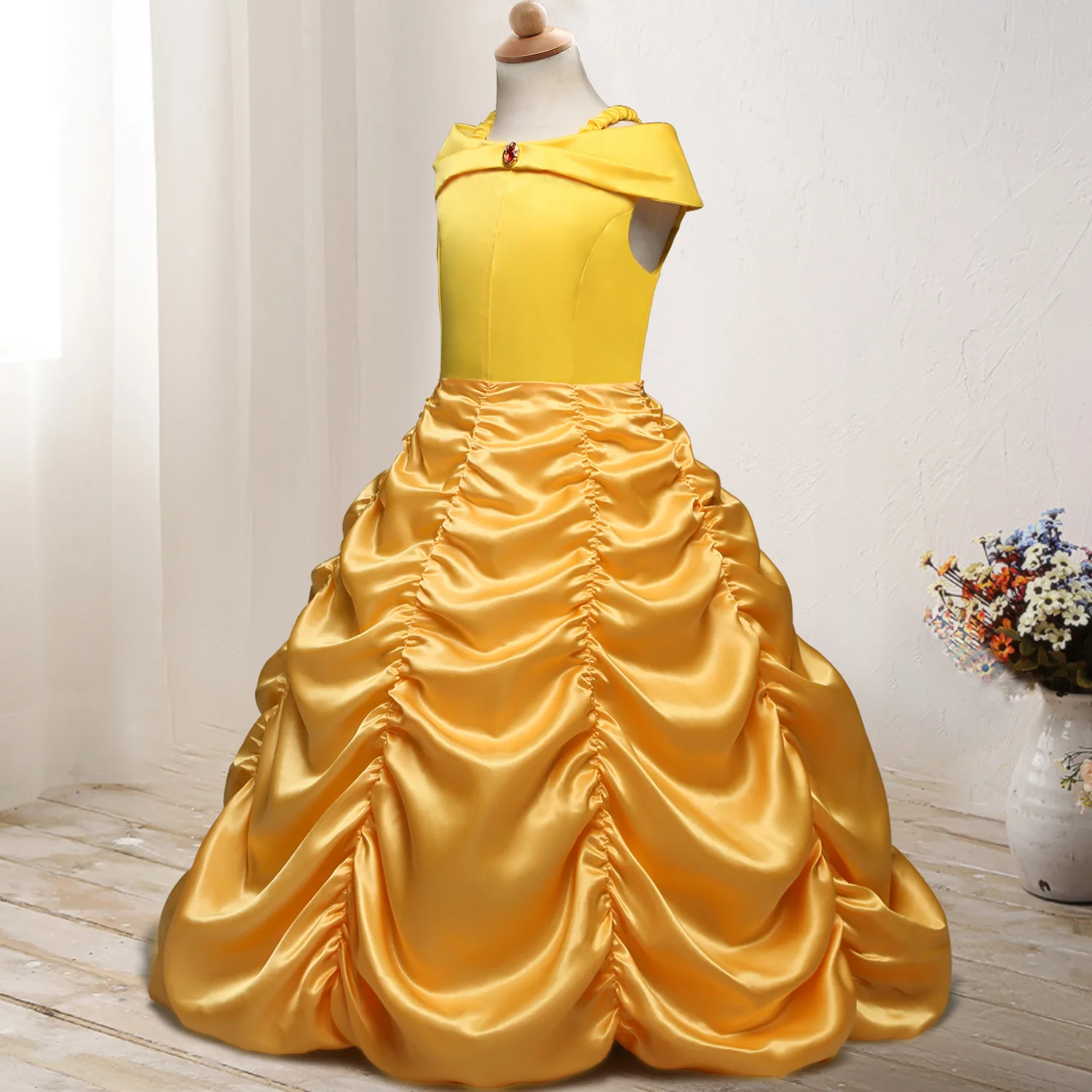 

AliExpress Christmas Hot Selling Beauty And The Beast Princess Dress Girls Dress Children Shirt