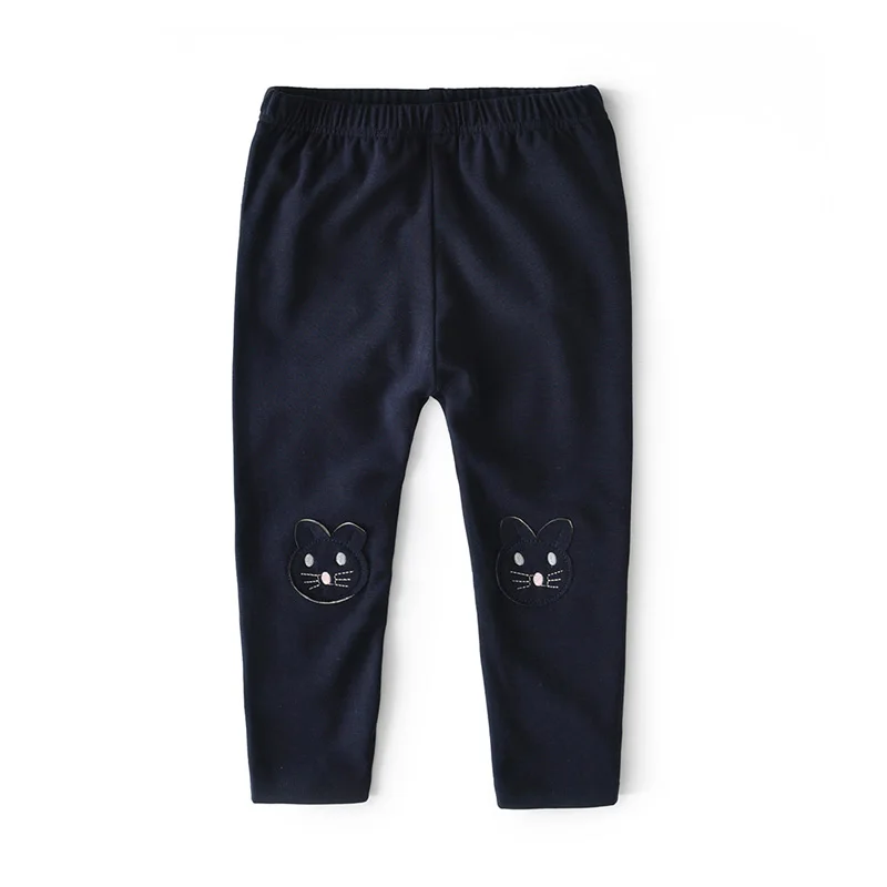 SVELTE/Детские однотонные штаны-шаровары для девочек от 2 до 7 лет, эластичные леггинсы для девочек повседневные брюки с милым рисунком кота и животных - Цвет: Navy Blue