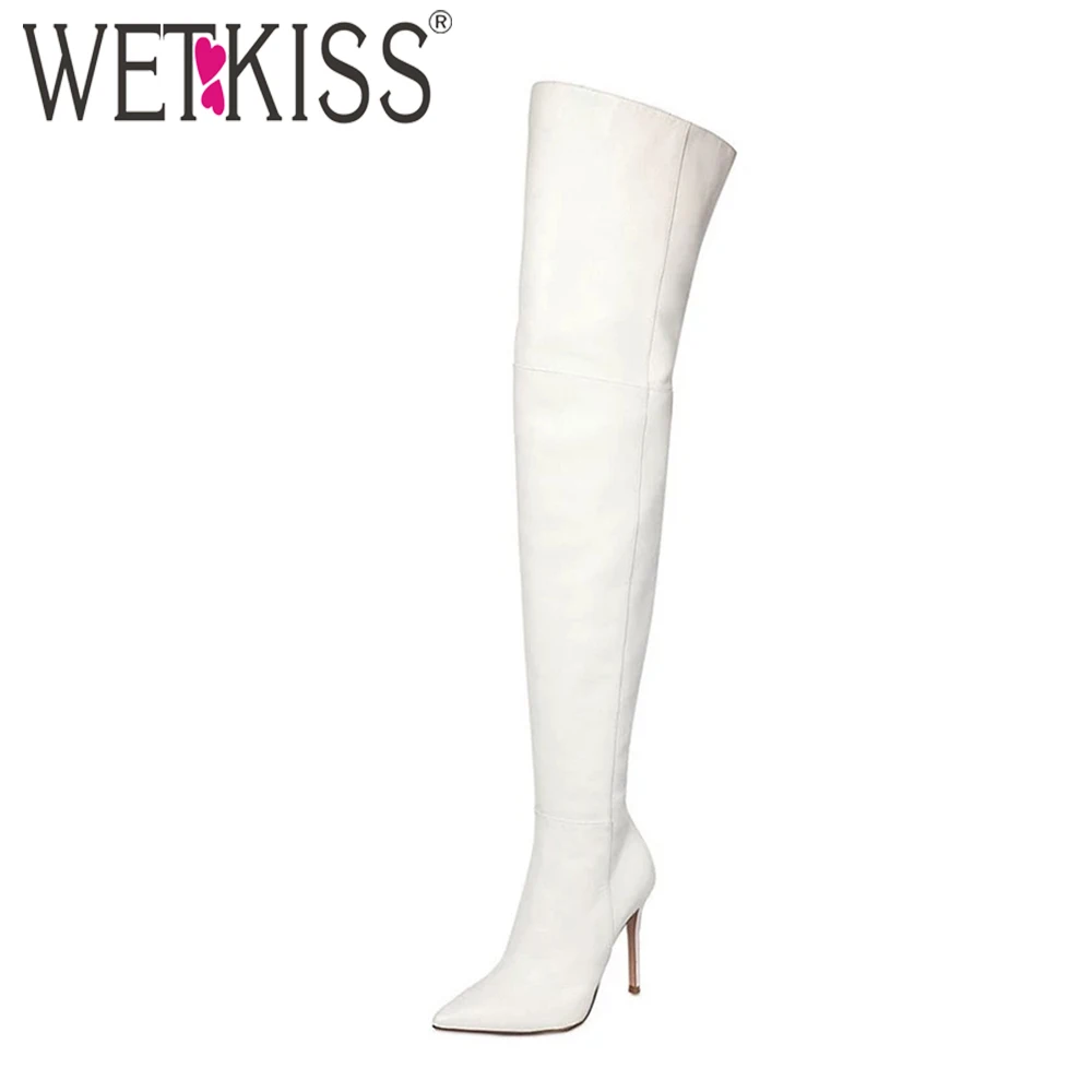 

WETKISS Big Size Ladies Thin High Heel Thigh Boot Women Sexy Pointed Toe Over The Knee Boots Stiletto Winter Fashion Shoes Woman