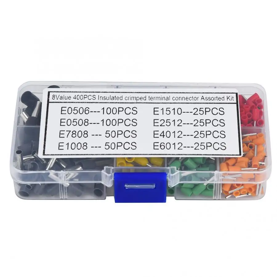400 шт. обжимные клеммы, Оловянная медь, ПВХ-изолятор, комплект наконечников, обжимные клеммы