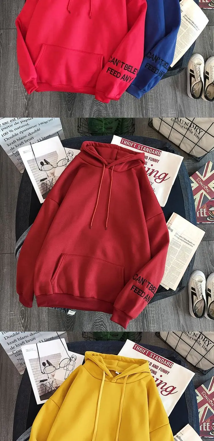 Aulead Модные осенние теплые толстовки для женщин Кофты корейский Ulzzang Harajuku свободный карман с длинным рукавом бархатная Толстовка 50cs