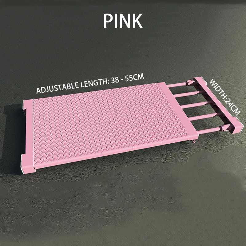 Pink 38-55cm 24cm 35 см выдвижной шкаф Органайзер полка Регулируемый Кухонный Шкаф держатель для хранения вешалка для шкафа шкаф Органайзер полка для ванной комнаты - Цвет: Pink 38-55cm 24cm