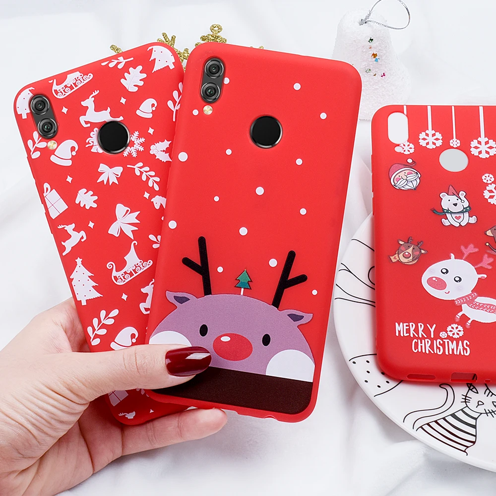 

New Year For Huawei P20 P30 lite Honor 8X 10 20 Lite 9X Pro gift Phone Case Christmas Elk Santa Claus Silicone Back Cover Case