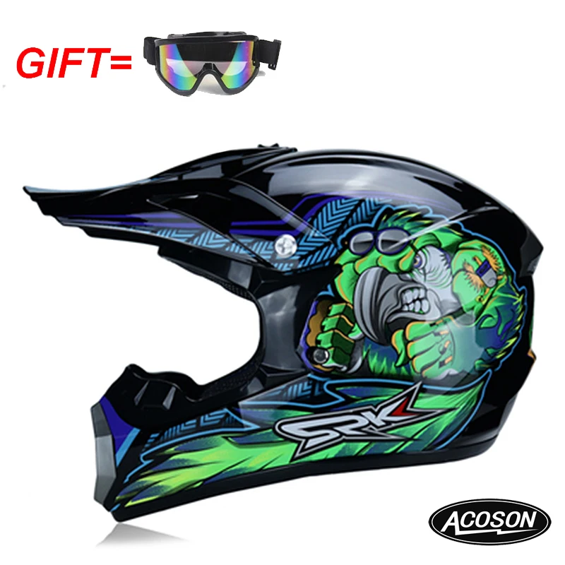 Motorcycle cross helmet for motorcycle helmet down MTB DH off road motorcycle cross racing helmet point with goggles - Цвет: 9