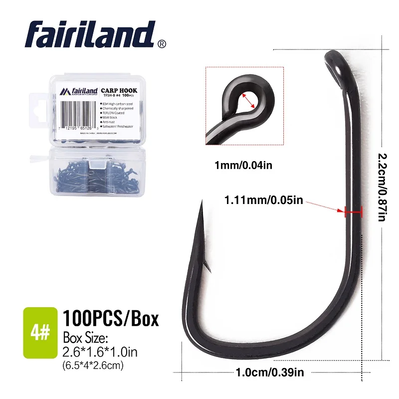 TFSH-B 4 100 PCS 100 шт./лот рыболовные крючки с колючими TFSH-B крючки 2#4#6#8#10# черный тефлоновое покрытие Высокоуглеродистая Сталь Крючок для ловли карпа 50 шт - Цвет: TFSH-B 4 100 PCS