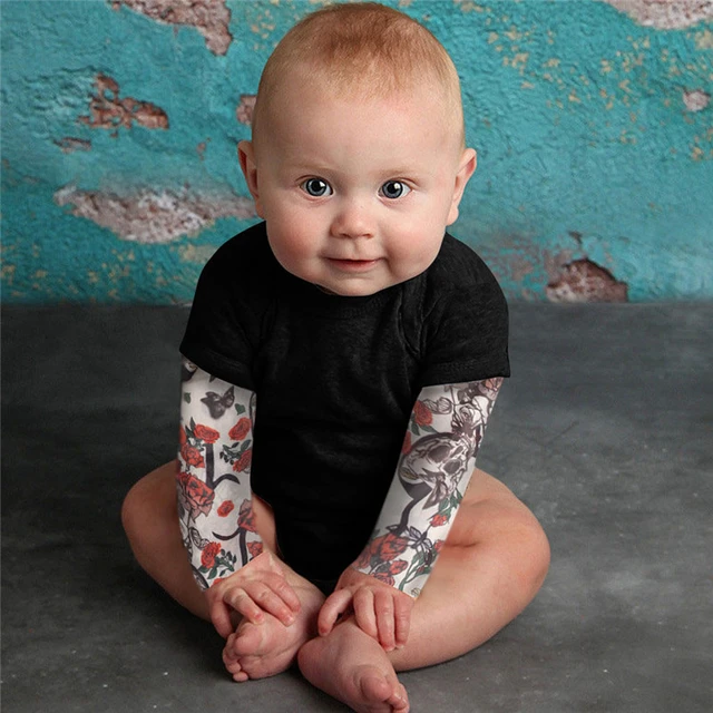 zuwimk Rompers For Boys Tattoo Sleeve Shirt Onesie Bodysuit Baby Boy Biker  White  Walmartcom