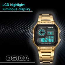 Высококачественные часы OSICA, белый пластиковый ремешок, стальной ремешок, часы из сплава, мужские водонепроницаемые часы, многофункциональные часы со стальным ремешком