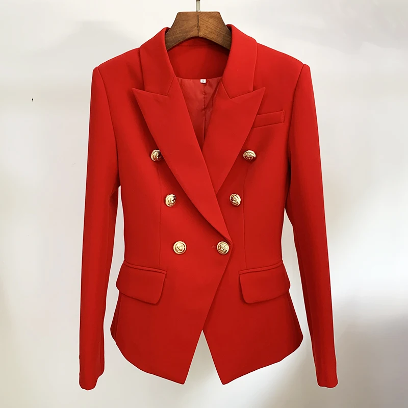 Haute Rue 2021 Design Classique Blazer Veste Femme Mince Raccord Metal Lion Boutons Blazer Croise A Grande Taille S 4xl Aliexpress