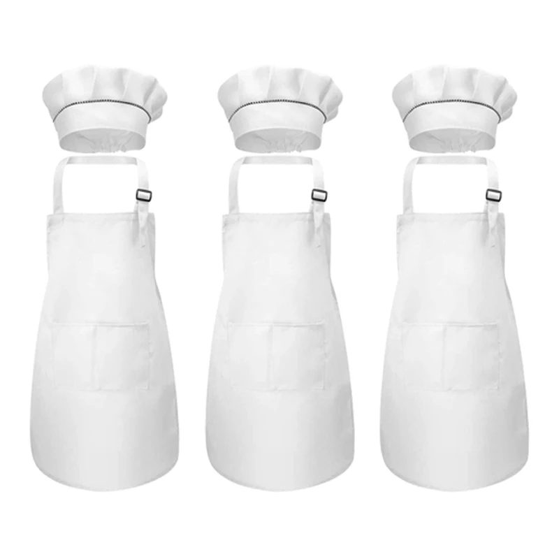 쿡웨어 다양한 가정용 조리기구와 식기류 10 어린이 앞치마 및 요리사 모자 세트, 조절 가능한 어린이 주방 앞치마, 요리 및 그림용 6 피스
