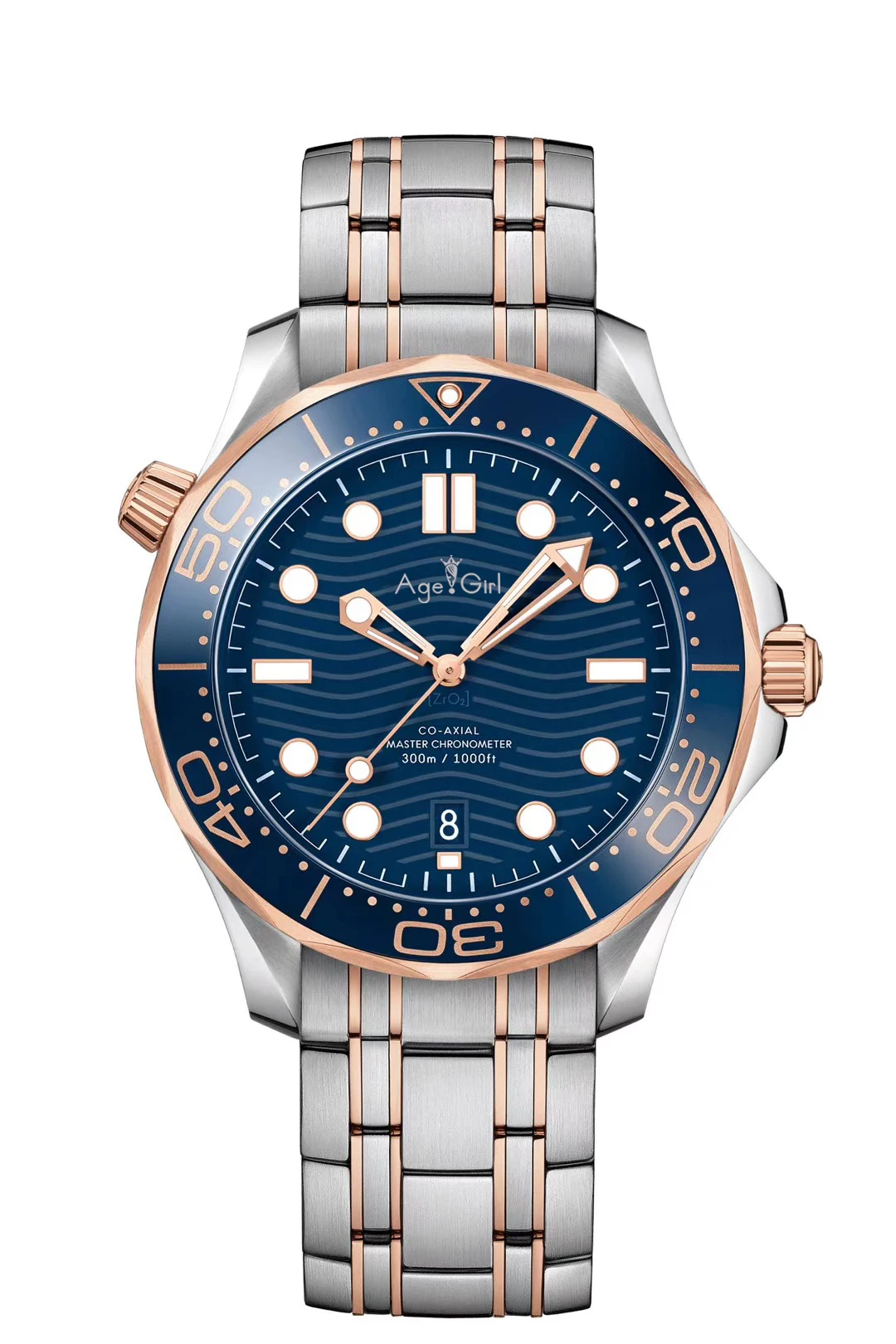 Роскошные брендовые новые мужские автоматические механические часы Серебристый, Черный, Серый холст Джеймс Бонд 007 керамический ободок кристалл сапфир часы - Цвет: Gold Blue