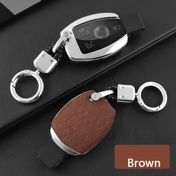 

Key Fob Cover Case Galvanized Alloy Leather For Mercedes Benz W203 W204 W212 C180 GLK300 CLS CLK CLA SLK C S E Class