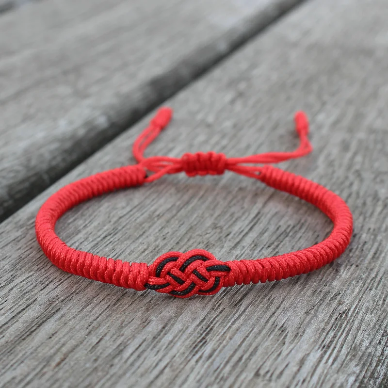 National Style Lucky Red String Bracelet Lovers Handmade Braided Concentric Knot Charm Bracelets For Women Men Jewelry Best Gift