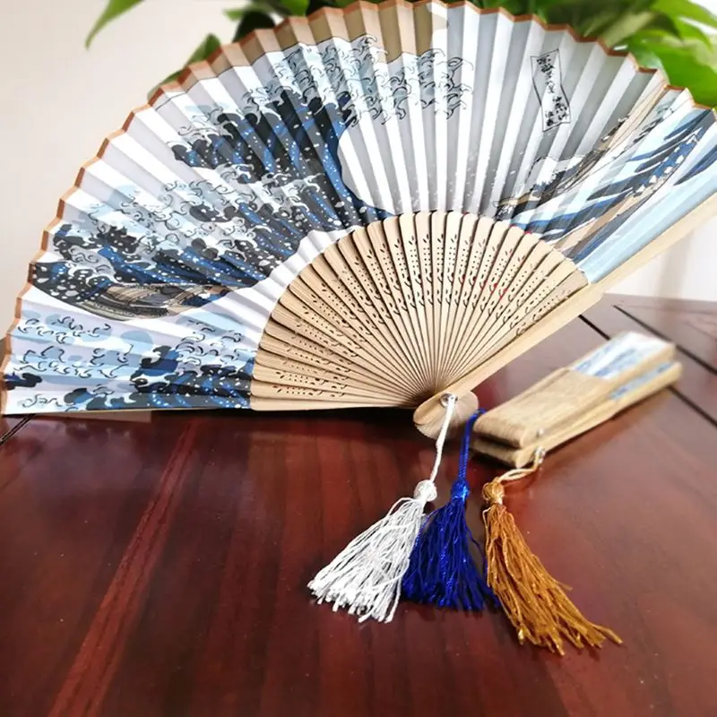 

Silk Hand Fan Mount Fuji Kanagawa Waves Japanese Folding Fan Pocket Fan Wedding Party Decoration Gifts Home Wall Decoration