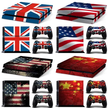 

for PS4 Whole Body Vinyl Skin Sticker Decal Cover for Playstation 4 System Console and Controllers - The Flag of the US UK FLAG