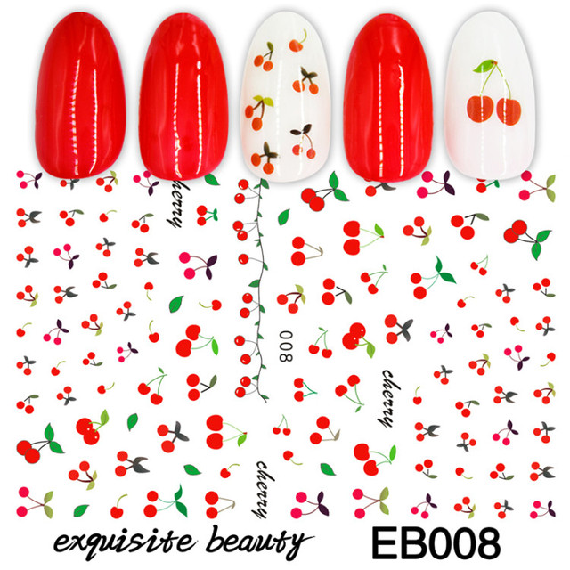 Nail Sticker Waterproof Shining Stickers for Nails Sweet Watermelon Popsicle Fruit Nail Art Decoration Aurora Silver Design