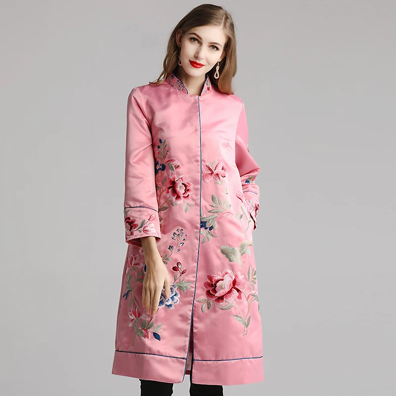 Высококачественное пальто с вышивкой в китайском стиле элегантное ...