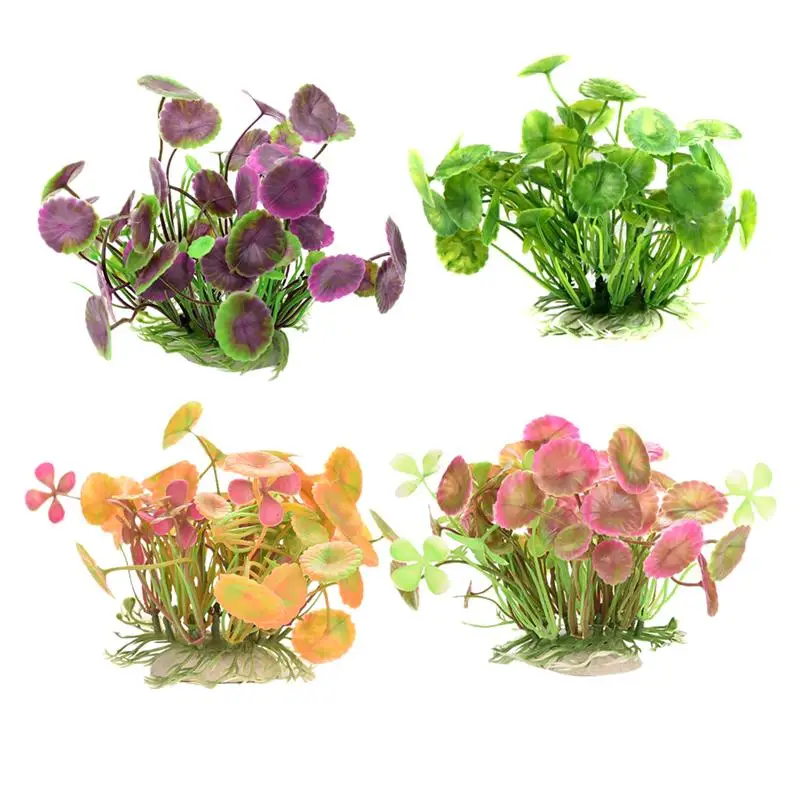 4pcs Fake Plants Plastic Exquisite Artificial Lifelike Water Plants Fake Green Landscape Decoration For Aquarium Fish Tank