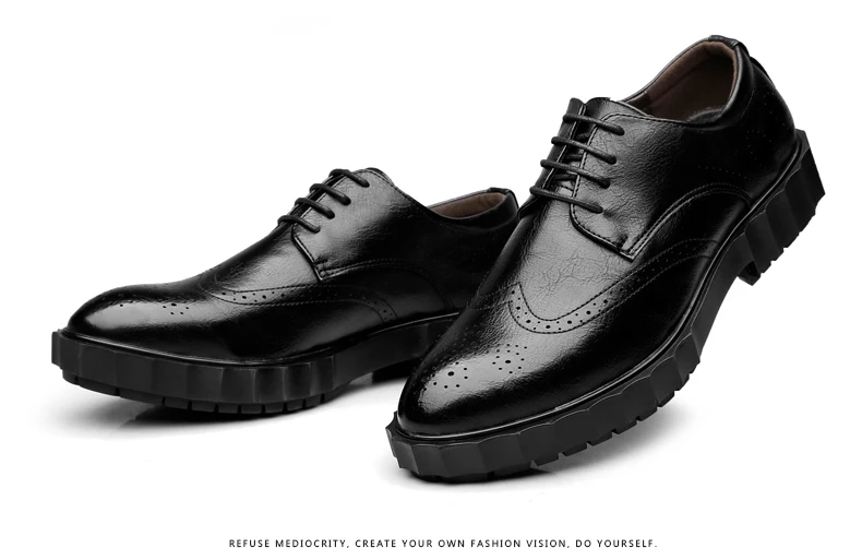 Misalwa мужские туфли в стиле Дерби, визуально увеличивающие рост кожаные новые черные/коричневые классические модельные туфли, увеличивающие рост официальная оксфордская обувь с перфорацией типа «броги», 37-44
