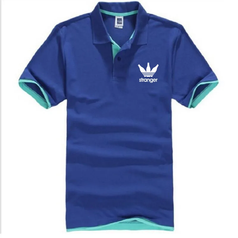 Royalblue-Green-B Мужская деловая Повседневная рубашка поло, брендовая мужская летняя рубашка поло с принтом, Хлопковая мужская Однотонная рубашка поло для мужчин, костюм для гольфа, Джерси - Цвет: Royalblue-Green-B