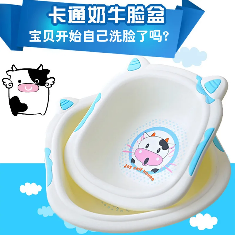 

3-7-Year-Old CHILDREN'S Cartoon jia yong pen Wash Basin Large Size Baby Shampoo Basin Plastic Dual Handle Basin Square Pots High