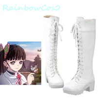 RainbowCos0/ ; обувь для костюмированной вечеринки; Demon Slayer: Kimetsu no Yaiba Tsuyuri Kanao; ботинки реквизит для игры в аниме; Хэллоуин