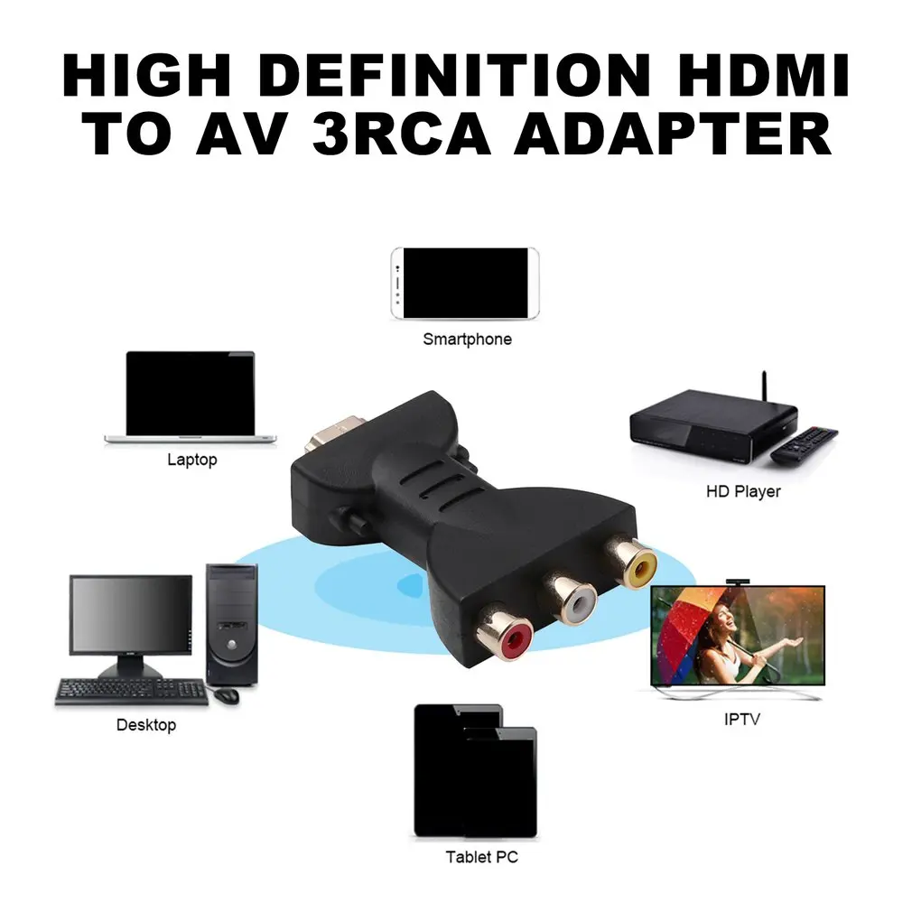 VAORLO Gold-plated HDMI-compatible to 3 RGB RCA Video Audio Adapter AV Component Converter