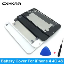 For iPhone 4 4G 4S High Quality Battery Cover Back Cover Door Rear Panel Plate Glass Housing Replacement white Tools