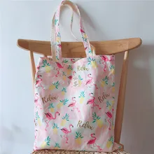 Мультяшные фруктовые хлопковые льняные сумки на плечо, уличные холщовые сумки, женские сумки для хранения продуктов, сумки для покупок с цветочным фламинго