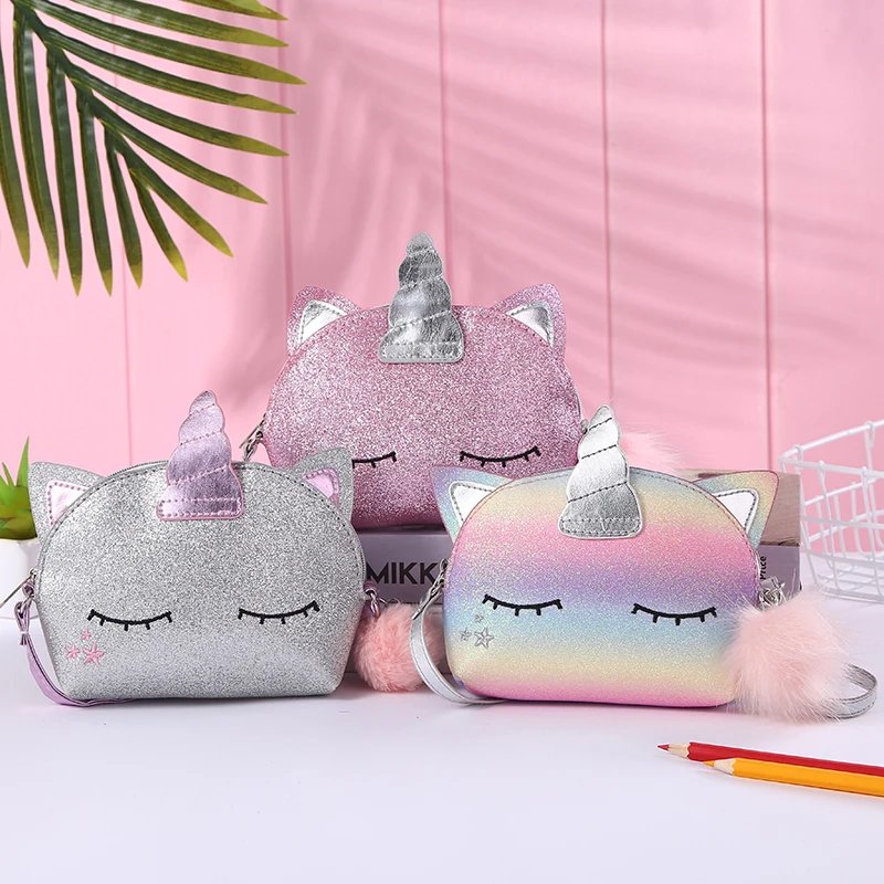

Unicorn shoulder bag Rainbow Sequin Cute Cartoon Unicorn Shoulder Bag Flash mini Girls Fashion Travel Printing Shoulder Bags