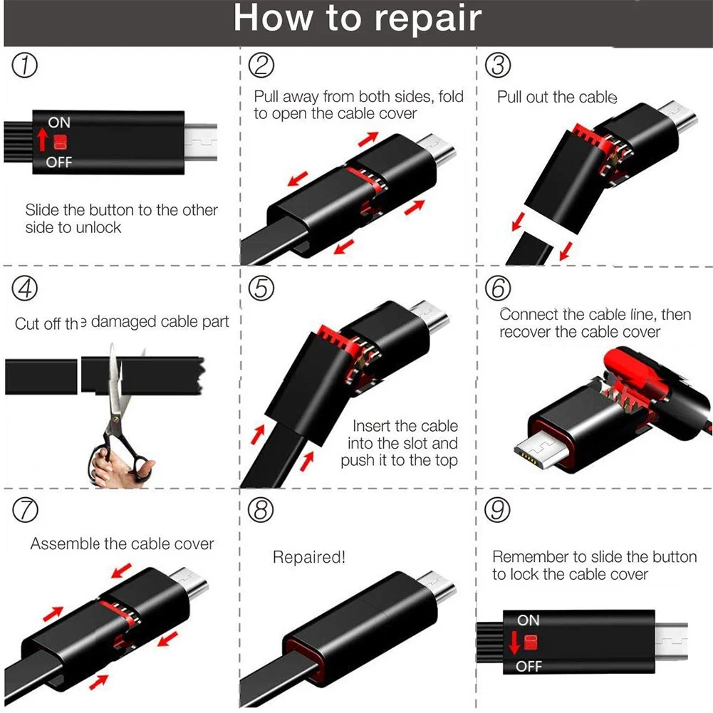 Repairable USB кабель для быстрой синхронизации данных Шнур для проколов ND998