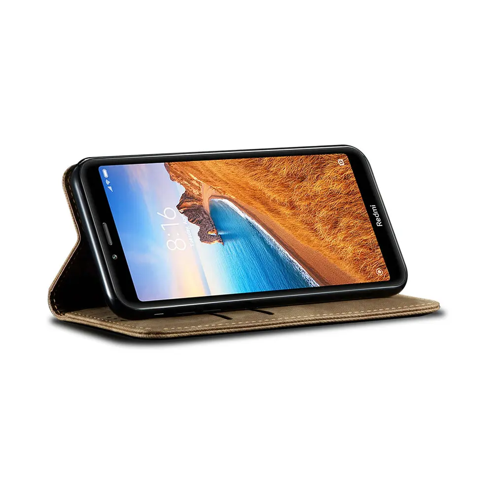 Чехол для Redmi 7 A A7 с откидной крышкой, чехол для Redmi 7A, роскошный однотонный кожаный чехол-бумажник из ткани для Xiaomi Redmi 7A, чехол 360, защита для Redmi 7A