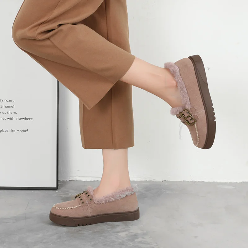 Malemonkey/Size35-40; зимняя теплая и утолщенная модная женская обувь на плоской подошве; слипоны