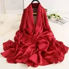 180*90cm New Style Autumn Winter Women Beach Pure Color Shawl China Luxury Silk Lady Fashion Sunscreen Scarves Popular Hijab 1