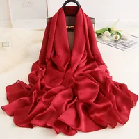180*90cm New Style Autumn Winter Women Beach Pure Color Shawl China Luxury Silk Lady Fashion Sunscreen Scarves Popular Hijab 1