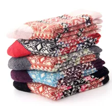 Женские зимние носки, женские винтажные зимние мягкие теплые толстые вязаные шерстяные носки, удобные носки с геометрическим принтом, Mujer Invierno