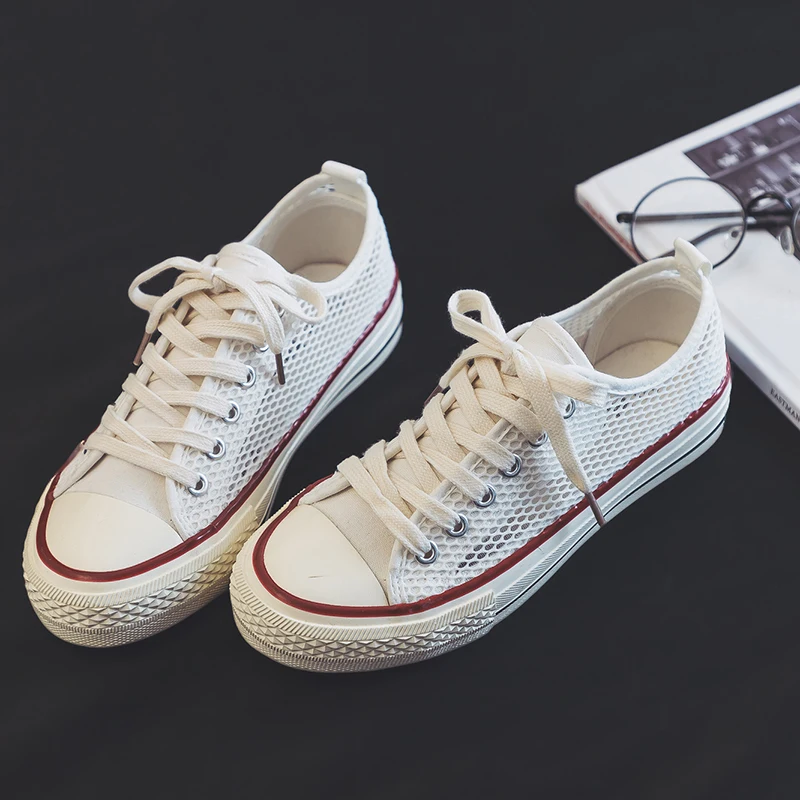 

Women Vulcanized Shoes White Summer Breathable Sneakers Woman Zapatillas Mujer Fashion Soft Footwear Female Shoe Tenis Feminino