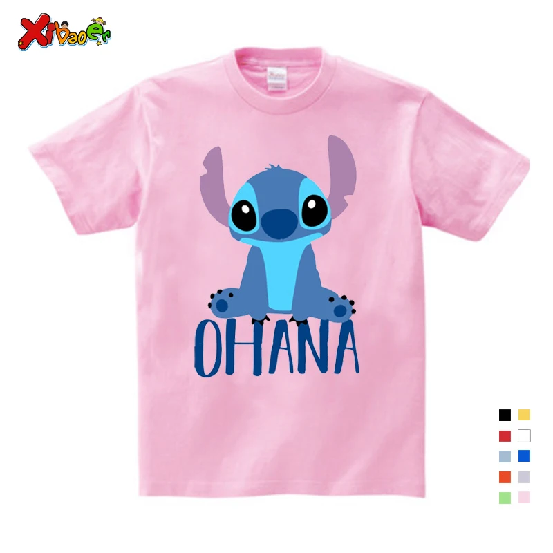 Летняя одежда для мальчиков, футболка, летние топы, футболка, Lilo& Stitch, Детская футболка, Милая футболка с героями мультфильмов для мальчиков и девочек, повседневная одежда для малышей Tees3-12 лет