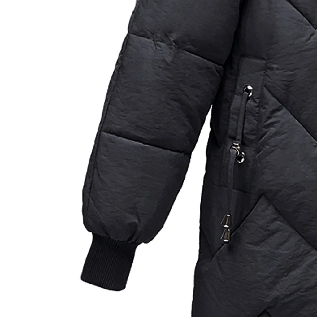 Women Down Jacket With Fur Hooded Long Coat Cotton Padded Warm Parka Womens Parkas Warm Hooded Women Outerwear Parka